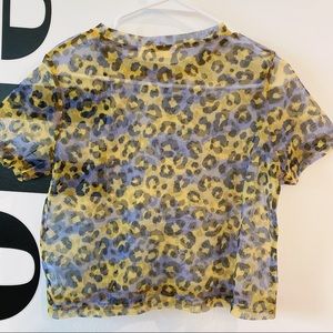 NWOT Vintage Leopards Print Sheer Short Sleeve Top